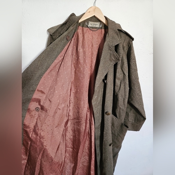 VTG LA VOGUE Brown Wool Trenchcoat - Picture 8 of 10
